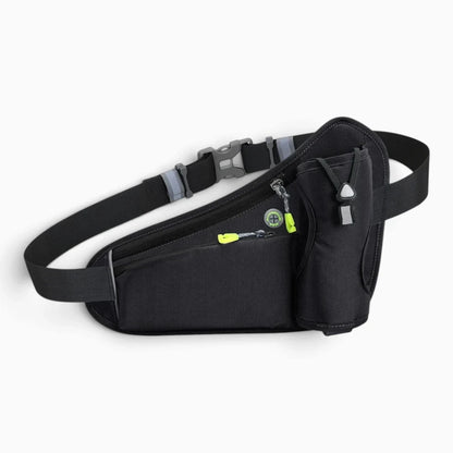 Ceinture porte gourde noire avec poche extérieure et sangle ajustable