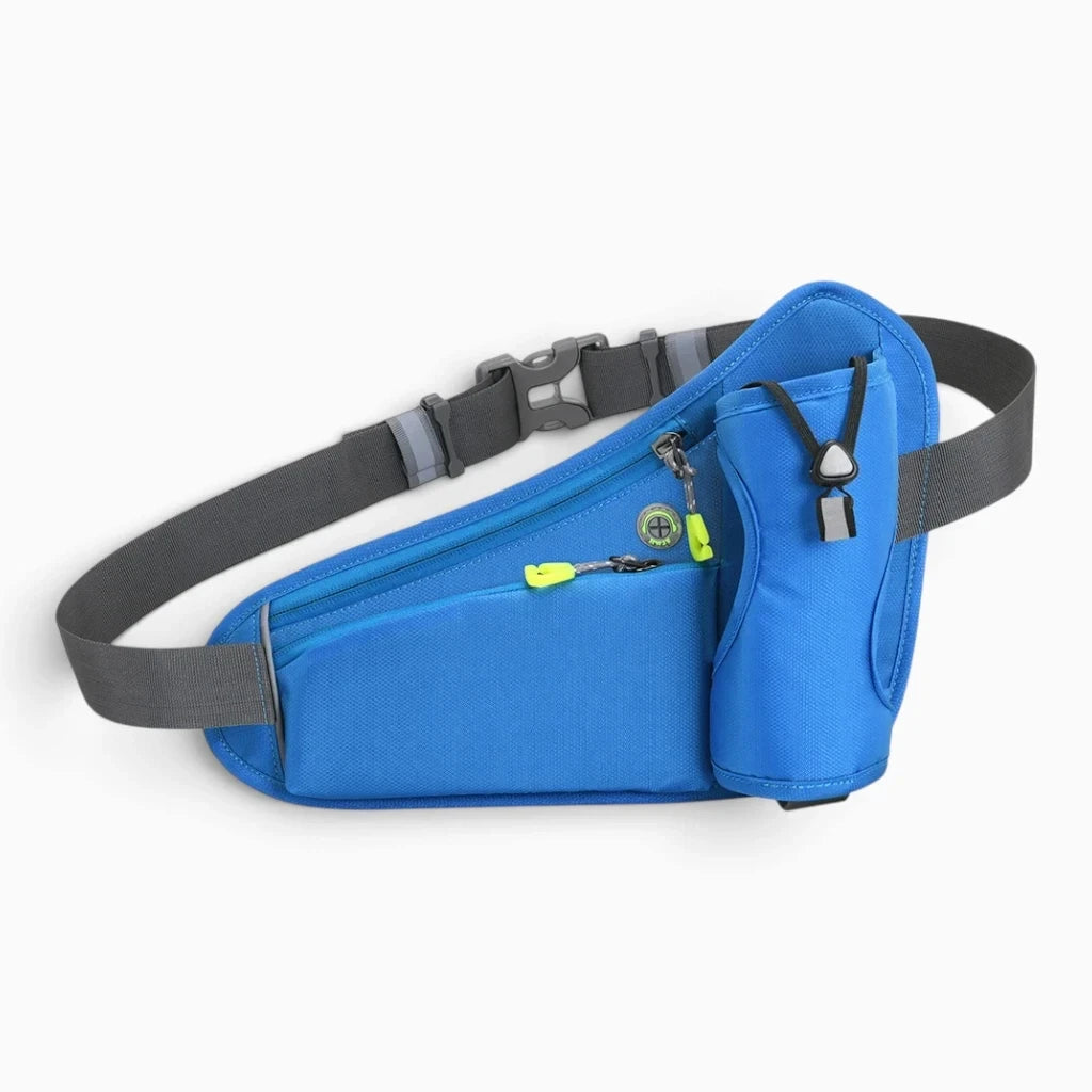 Ceinture sport bleu foncé avec compartiment zippé pour téléphone