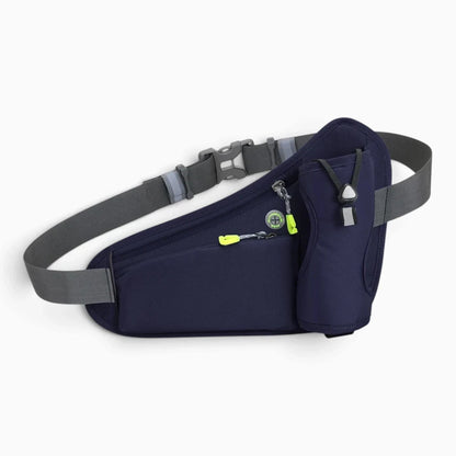 Porte gourde ceinture verte en tissu résistant, vue de face