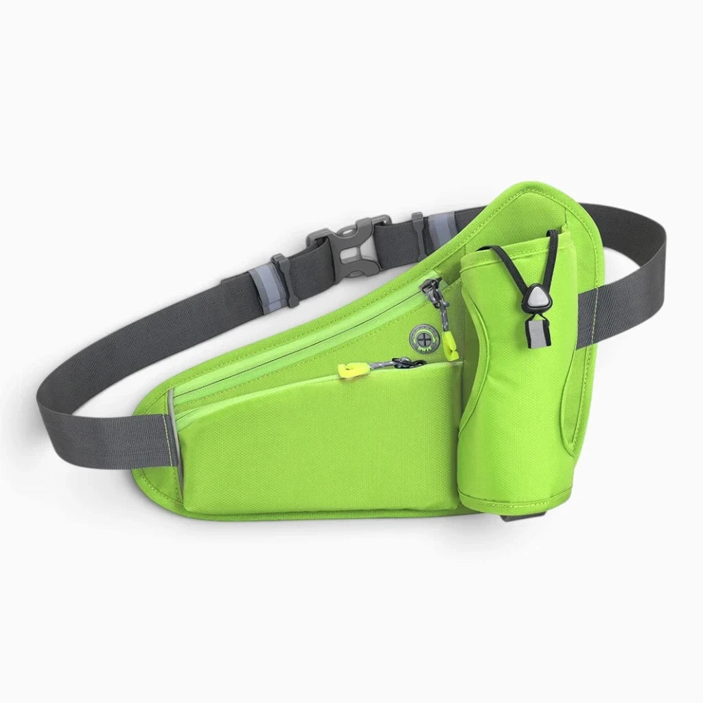 Ceinture porte bouteille gris clair avec détail de la sangle réglable