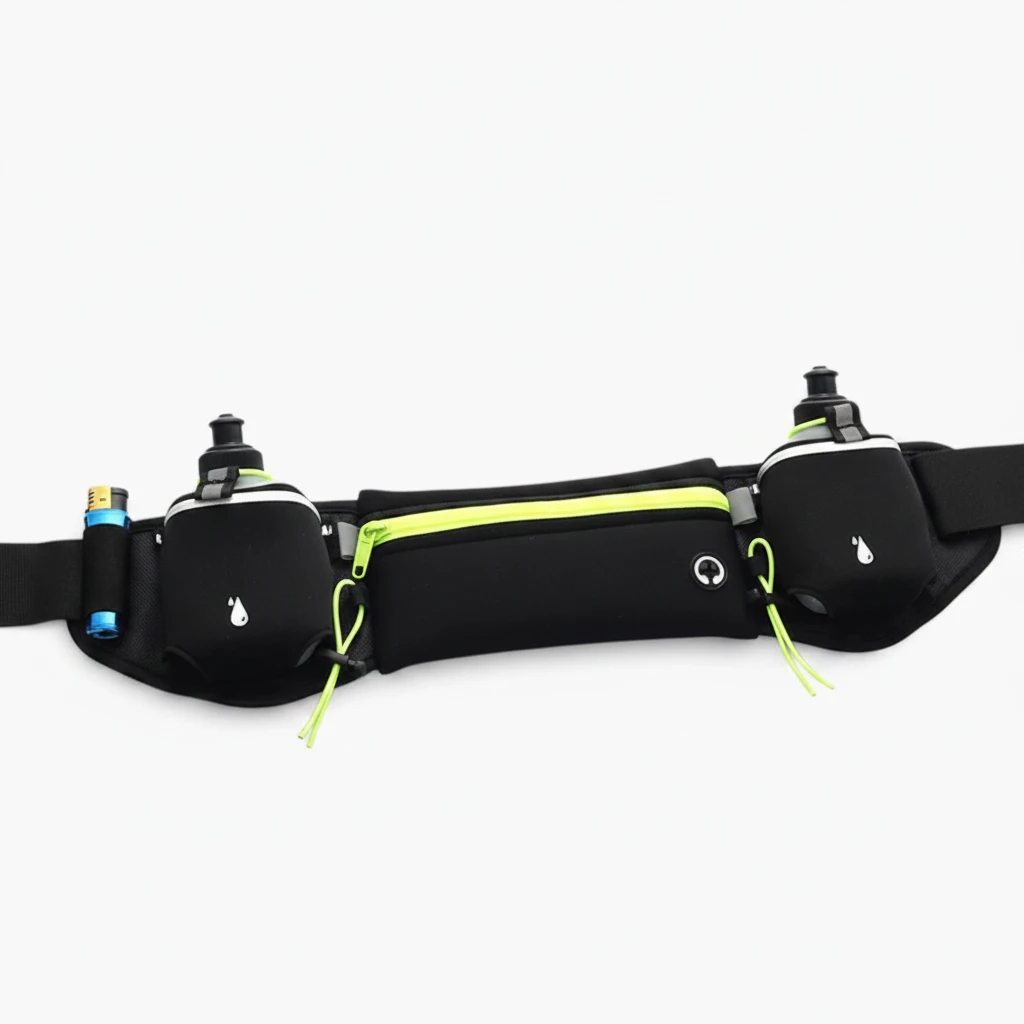 Ceinture pour gourde running avec maintien bouteille contre le dos, sans ballottement