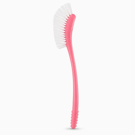 Goupillon gourde rose à tête courbée, poils nylon épousant les parois internes