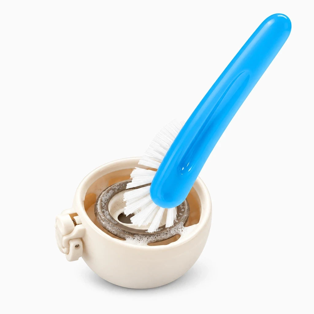 Goupillon gourde bleu nettoyant un bouchon de gourde, poils nylon rigides