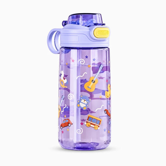 Gourde anti fuite enfant 550 ml avec paille intégrée, fermée par système de sécurité