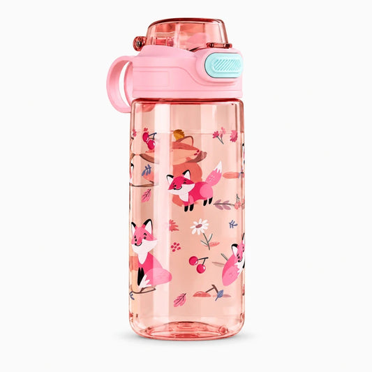 Bouteille enfant anti fuite colorée violet, rose, vert ou bleu, format compact ergonomique