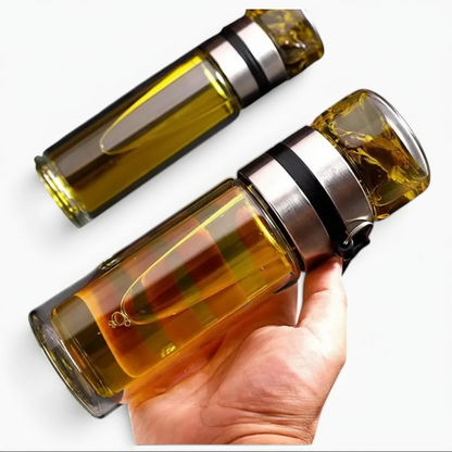 Gourde transparente à double paroi avec infuseur intégré pour infusions claires