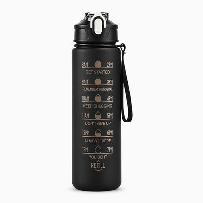 Gourde bouchon sport disponible en cinq coloris avec fermeture rapide anti-fuite