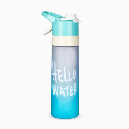 Gourde brumisateur 650 ml à finition givrée dégradée bleu, rose et vert avec bouchon vaporisateur