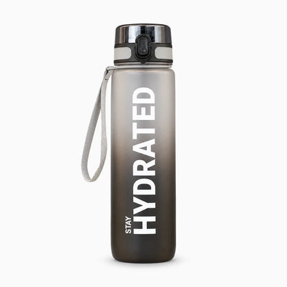 Gourde éco responsable 1 litre noire avec bouchon anti-fuite pour sport et randonnée