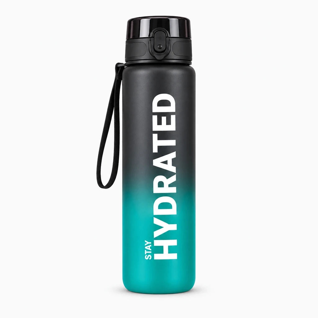 Bouteille sport bleu marine 1 litre, légère et hermétique, alternative aux emballages jetables