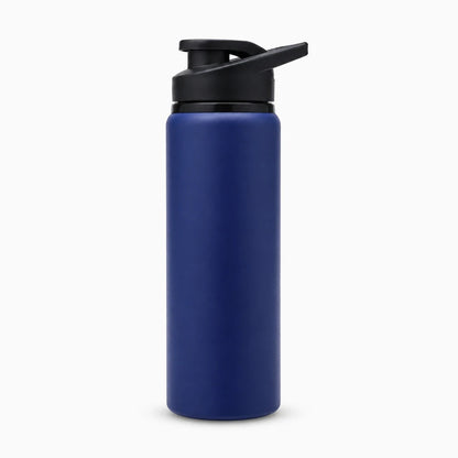 Gourde en acier inox avec corps lisse et bouchon à vis, idéale pour le cyclisme et les sorties outdoor