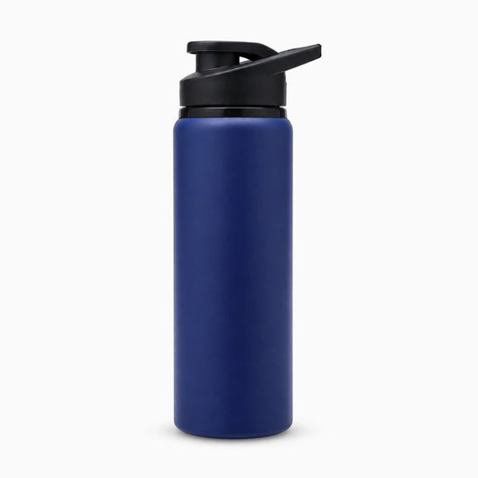 Gourde en acier inox avec corps lisse et bouchon à vis, idéale pour le cyclisme et les sorties outdoor