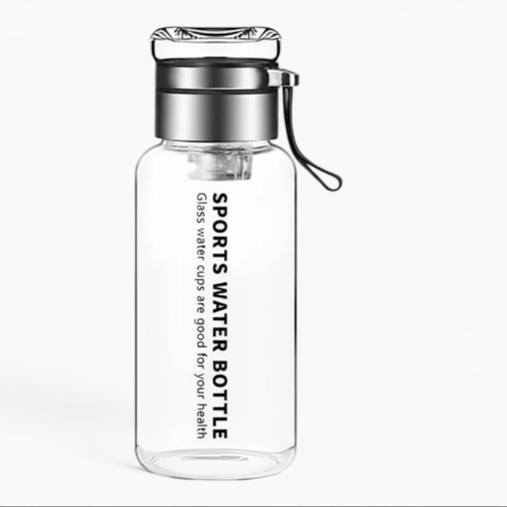 Gourde en verre 1l sans BPA, design neutre au goût idéal pour randonnée et activités