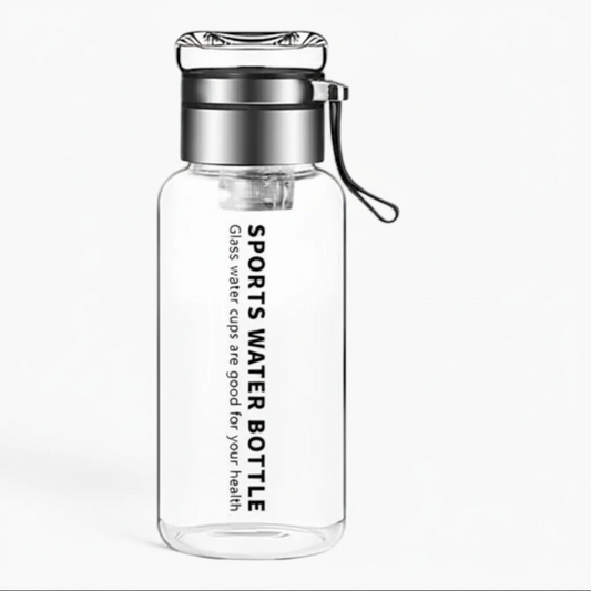 Gourde en verre 1l sans BPA, design neutre au goût idéal pour randonnée et activités