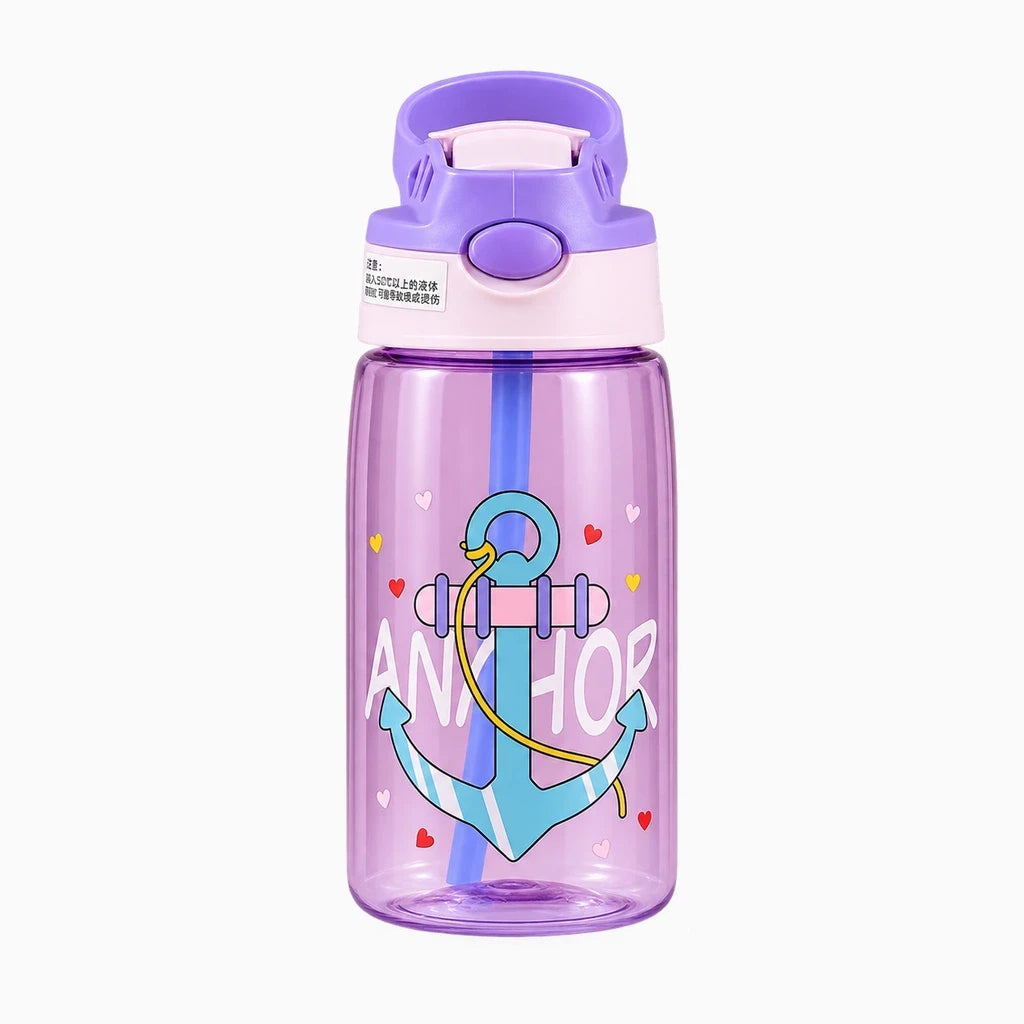 Bouteille en verre compacte pour enfant, format nomade avec anse de transport