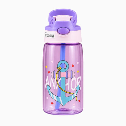 Bouteille en verre compacte pour enfant, format nomade avec anse de transport