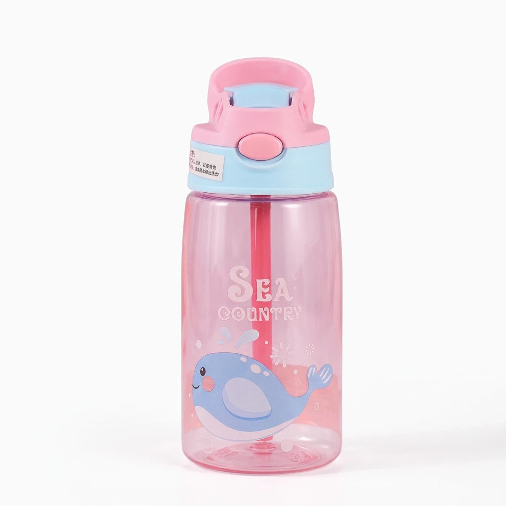 Contenant en verre avec poignée ergonomique pour petites mains et paille amovible