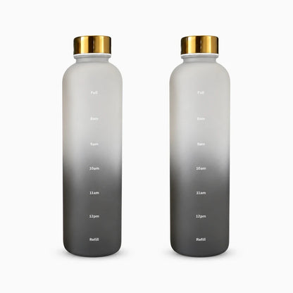 Gourde 32 oz noir mat dotée de marquages temporels pour suivi de consommation d'eau quotidienne