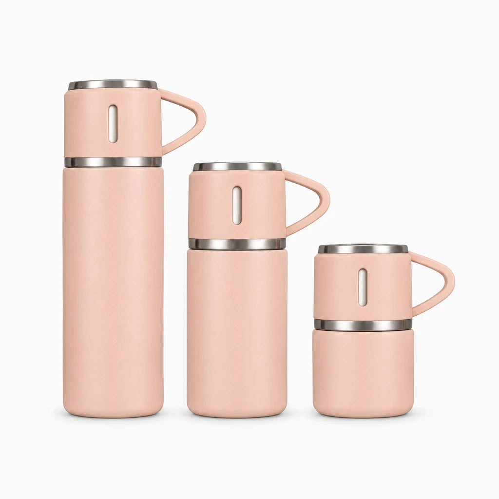 Gourde flasque 500 ml en acier inoxydable bleu, design compact pour sac à main