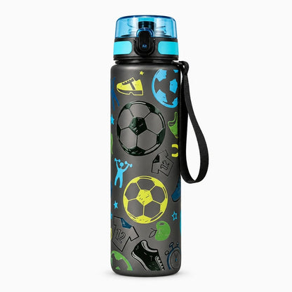 Bouteille réutilisable enfant gourde garçon, design football, poignée ergonomique intégrée