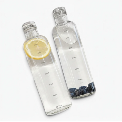 Gourde graduée heure 500 ml avec marquages horaires et fermeture étanche