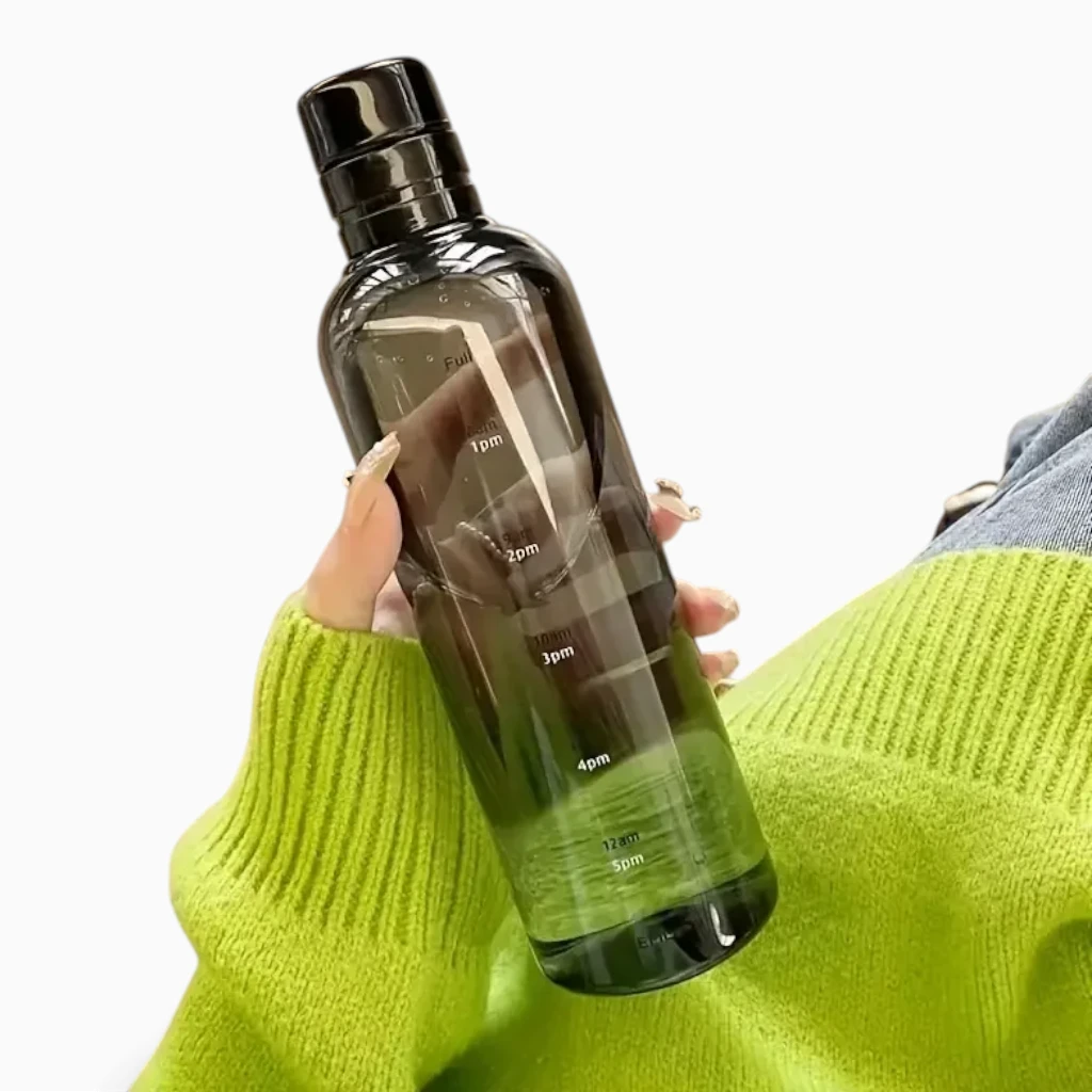 Gourde sport 500 ml avec échelle horaire imprimée sur les parois