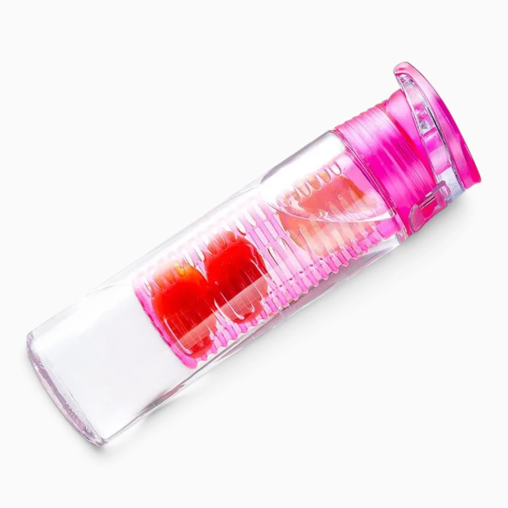 Gourde infuseur fruit fermée, transparent avec insert filtre visible