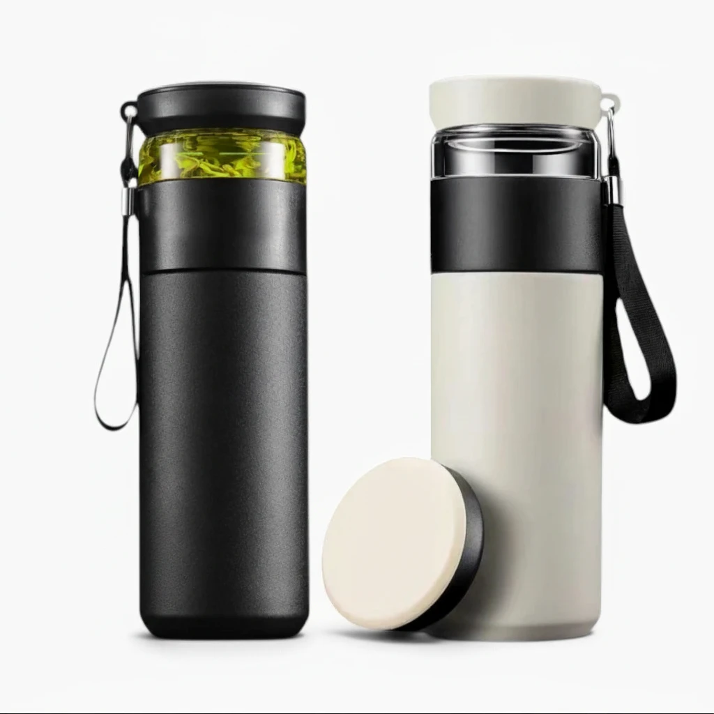 Détail du système d'infusion intégré dans la gourde infuseur thé