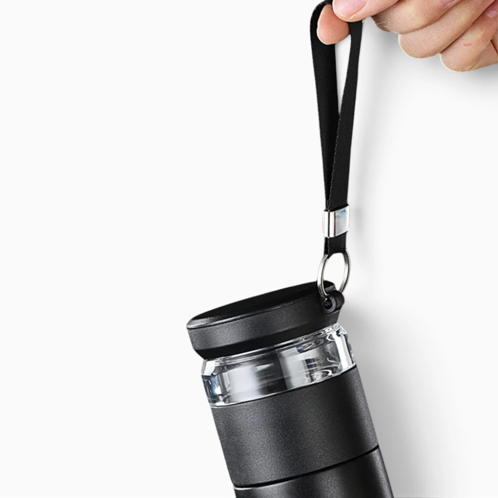 Vue d'ensemble de la gourde infuseur thé 500 ml design épuré en acier inoxydable