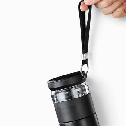 Vue d'ensemble de la gourde infuseur thé 500 ml design épuré en acier inoxydable