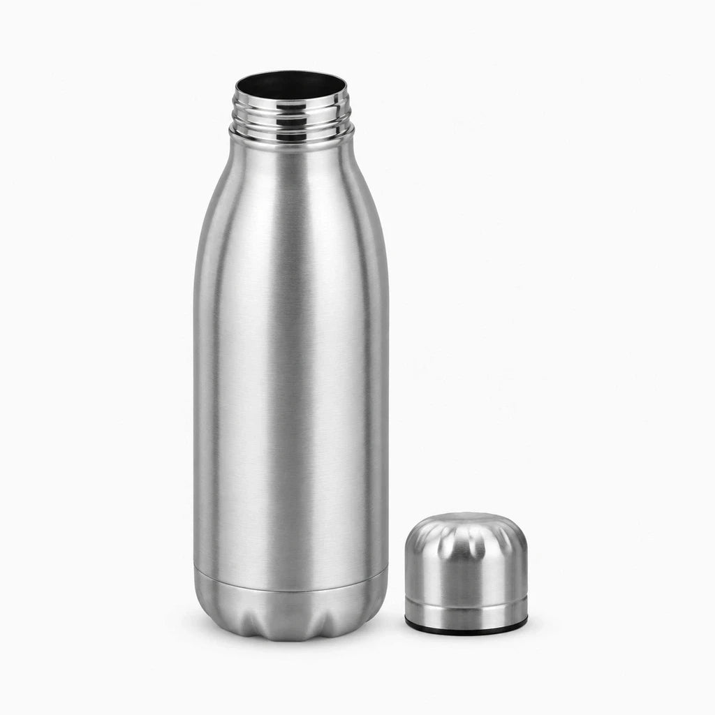Gourde inoxydable 500 ml avec bouchon à clip, paroi simple en acier