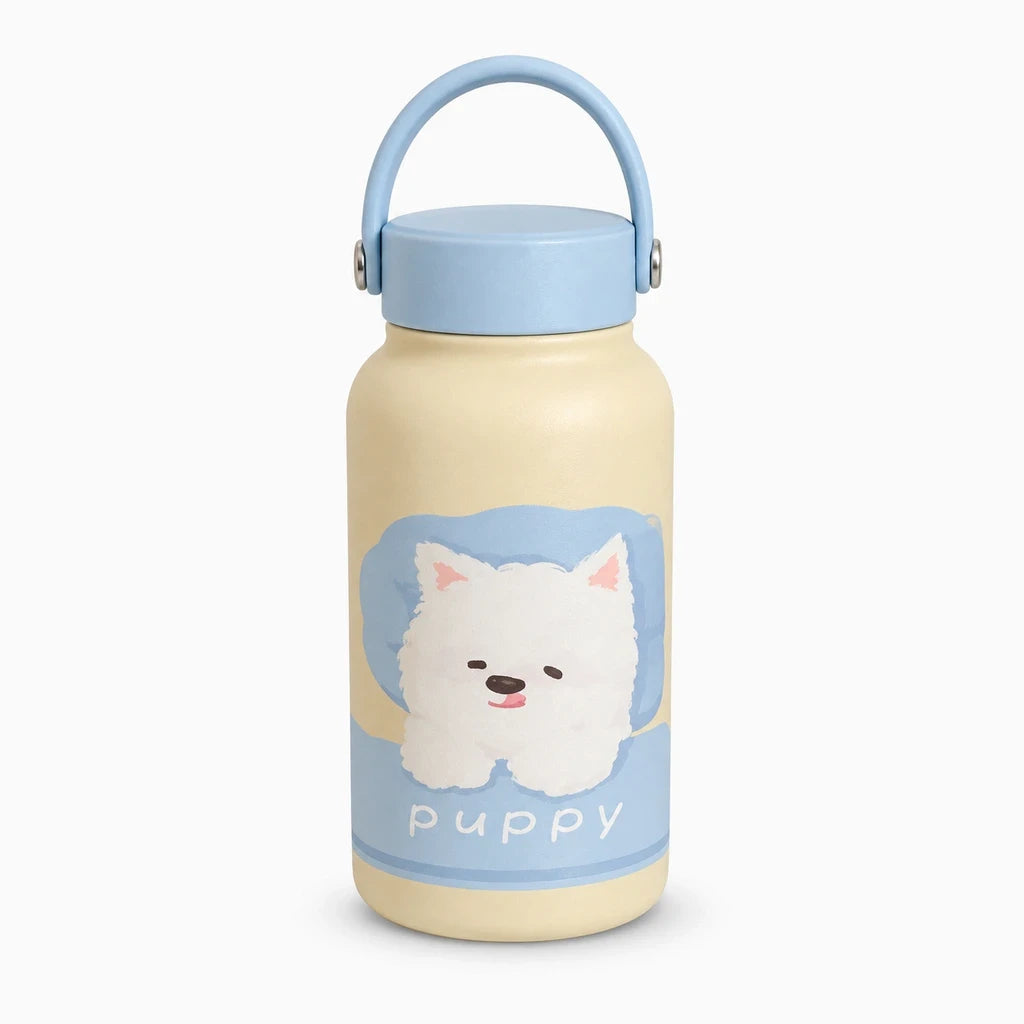 Gourde isotherme de 900 ml avec paille, motif animalier, design compacte pour sac