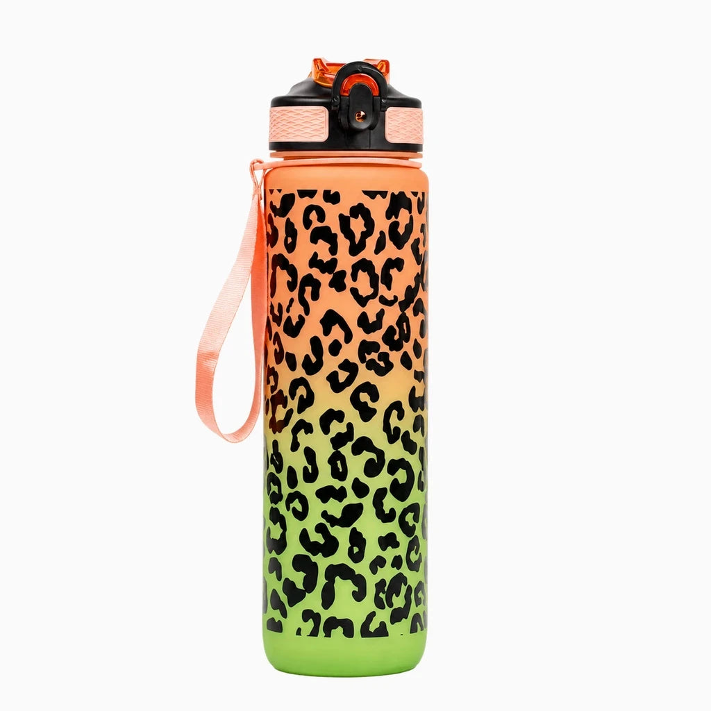 Gourde léopard 1000 ml avec motif animal sur plastique transparent
