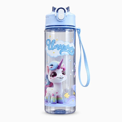 Bouteille licorne légère bleu violet vert avec cordon de transport intégré