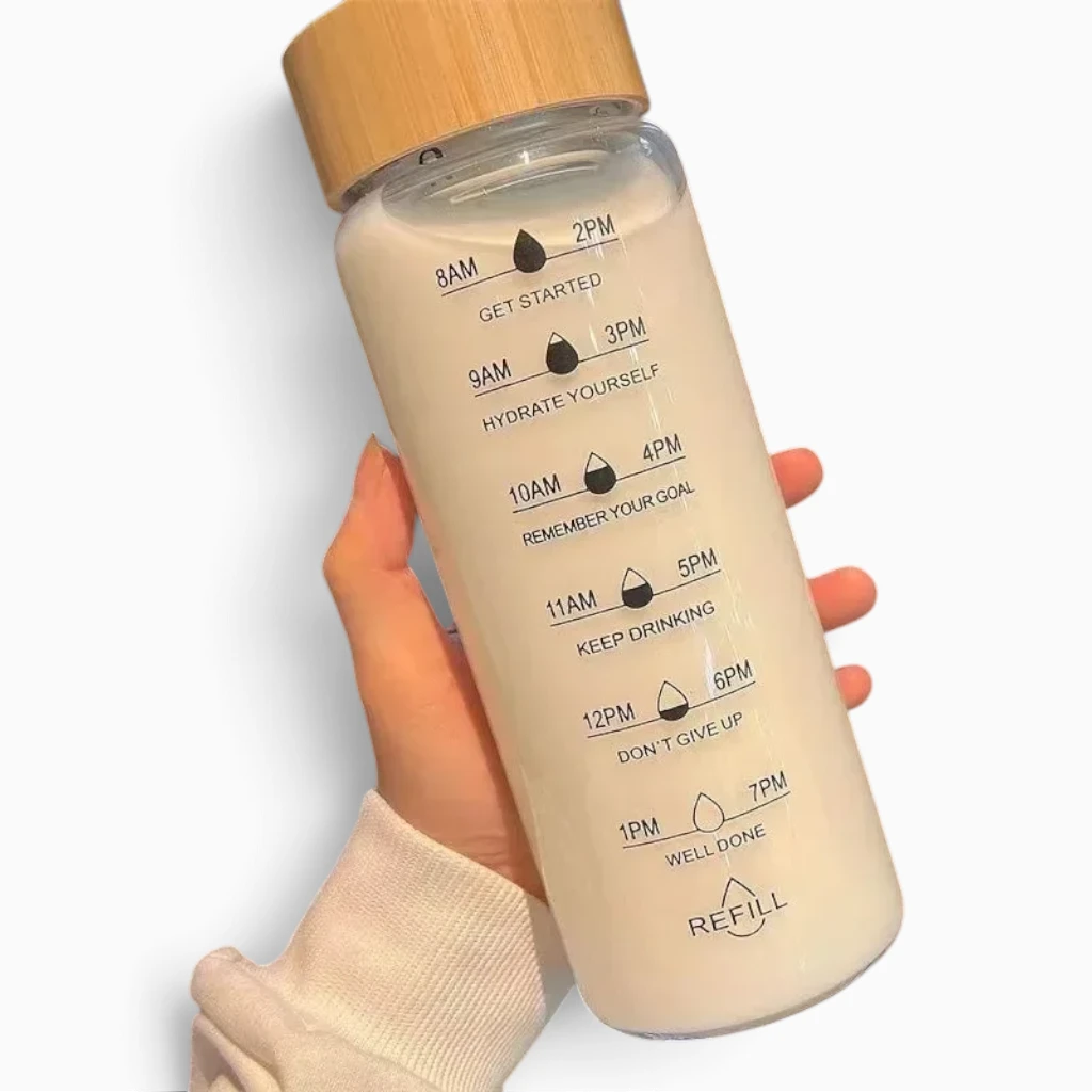 Gourde de motivation équipée d'un infuseur amovible et filtre acier inoxydable pour infusions et fruits