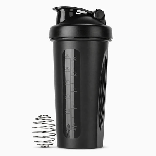 Gourde musculation 600 ml noir et blanc avec bouchon shaker pour boissons protéinées