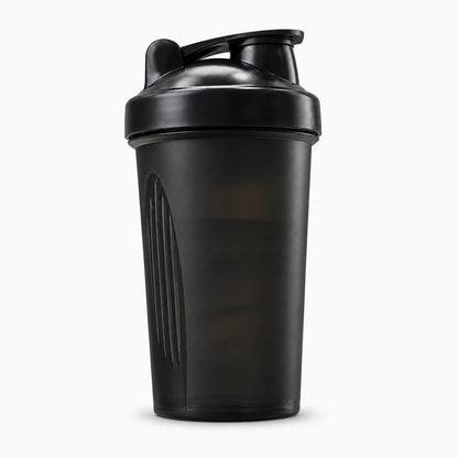 Gourde shaker noir avec bouchon anti-fuite et boule mélangeuse intégrée
