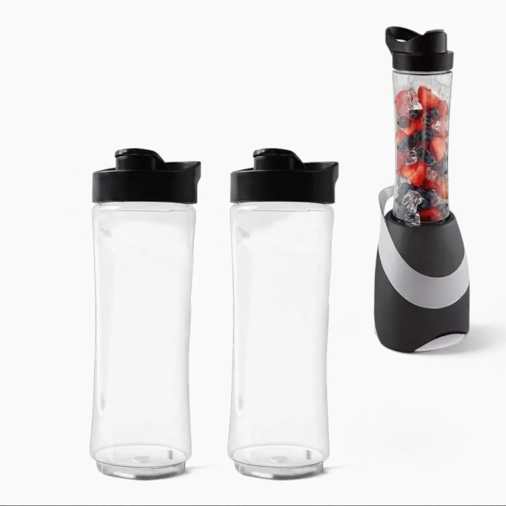 Bouteille smoothie en plastique clair montrant le niveau de remplissage