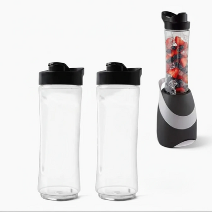 Bouteille smoothie en plastique clair montrant le niveau de remplissage