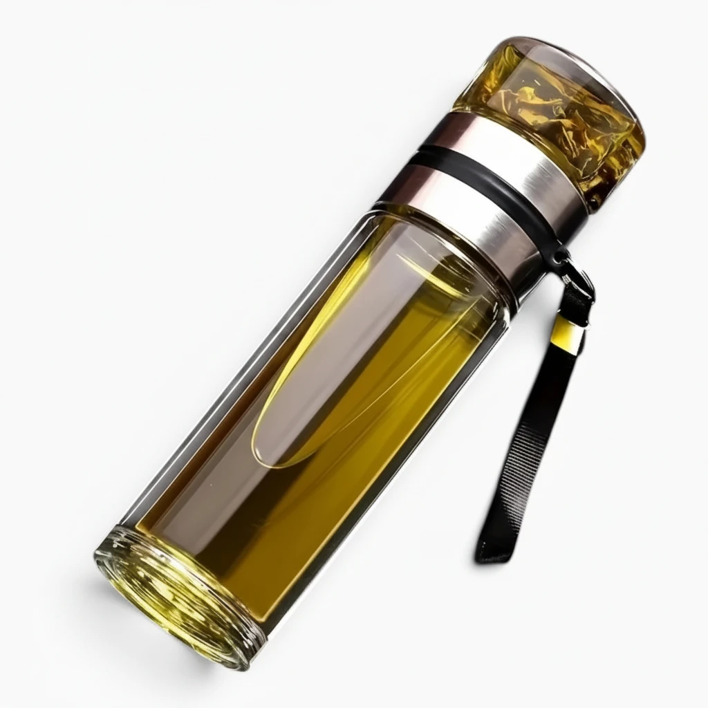 Gourde à thé 450 ml paroi isolante garde feuilles séparées de l'eau