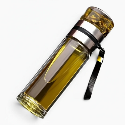 Gourde à thé 450 ml paroi isolante garde feuilles séparées de l'eau