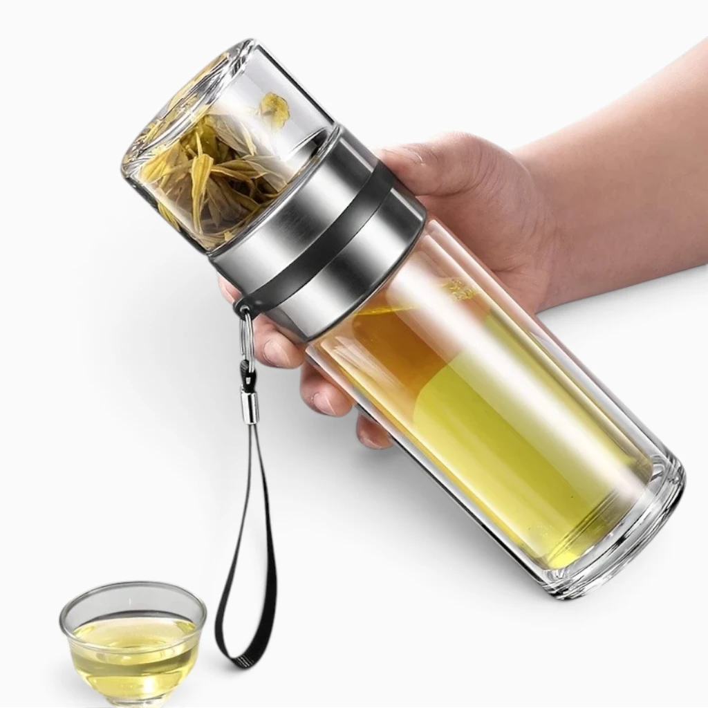 Gourde a the 350 ml fermeture étanche pour transport sans fuite