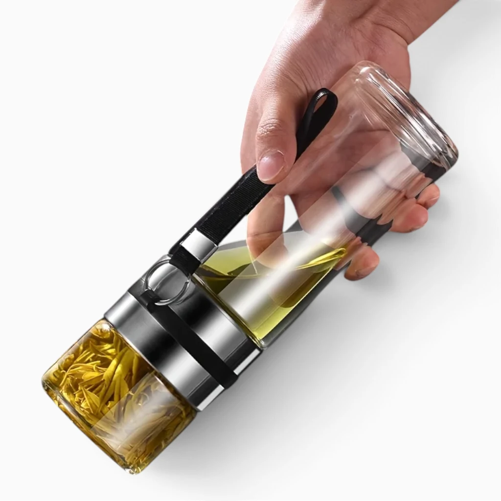 Gourde a thé 500 ml compartiment filtre intégré pour infusion progressive