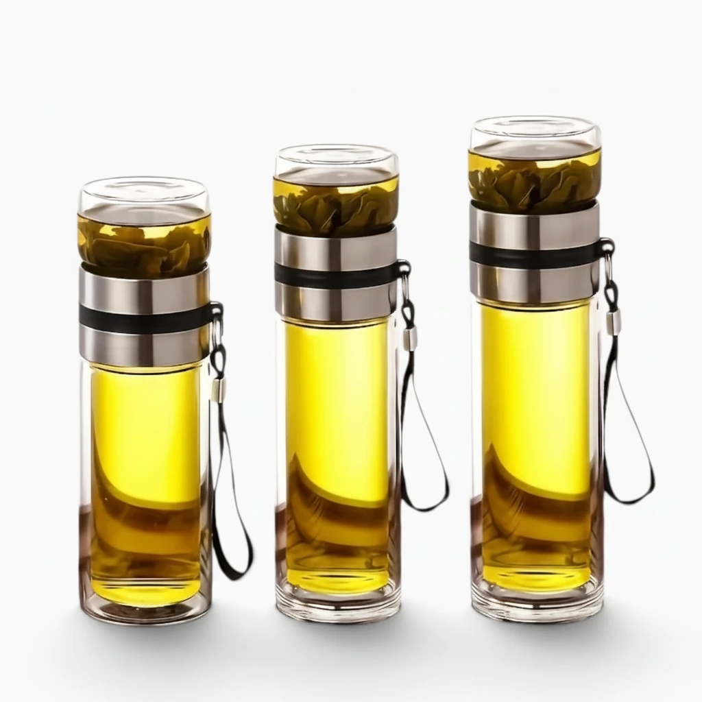 Gourde infuseur thé design épuré verre renforcé fermeture hermétique
