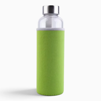 Gourde transparente avec bouchon et détail du corps en verre clair
