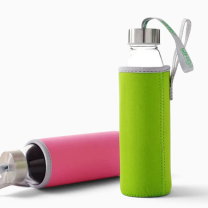Bouteille eau portable 550 ml verre transparent, conception résistante aux chocs