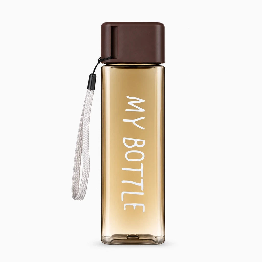 Bouteille carrée compacte noire pour boissons, rangement plat
