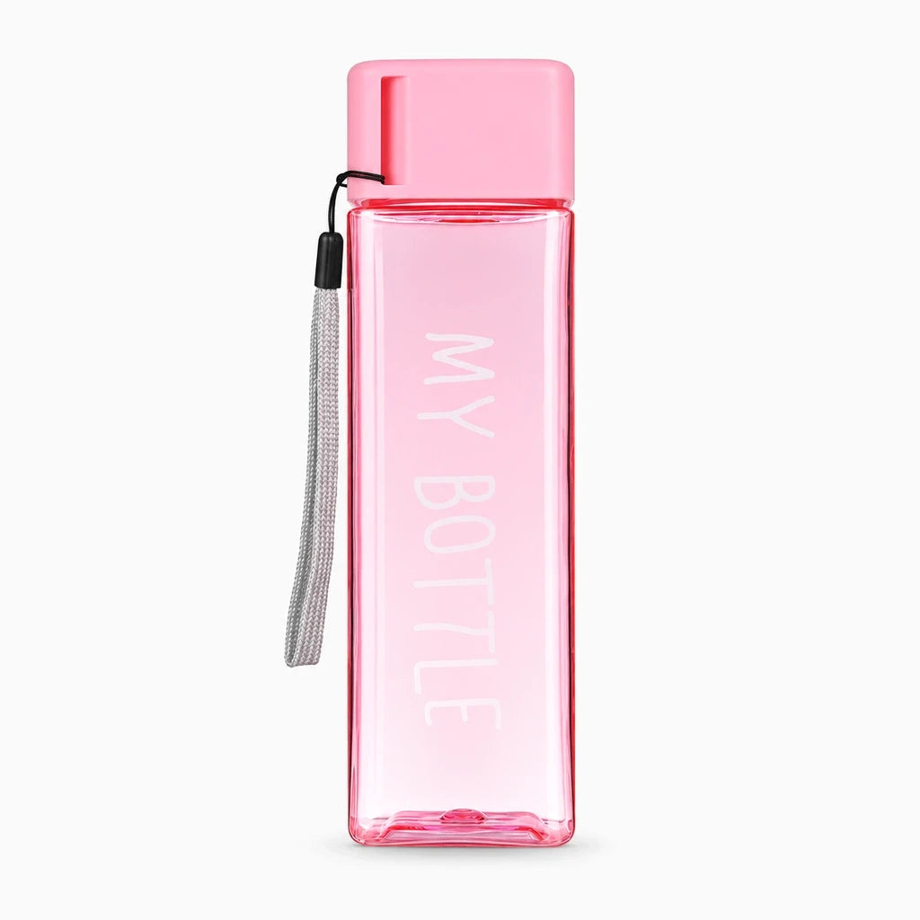 Gourde réutilisable 500 ml vert clair, design carré ergonomique