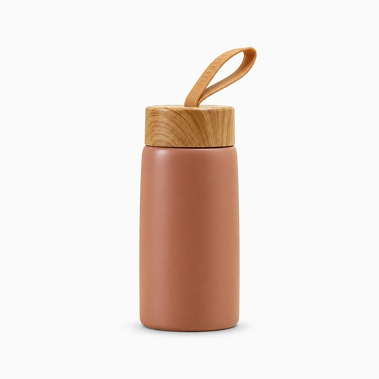 Petit thermos 280 ml en acier inoxydable avec couvercle, coloris marron
