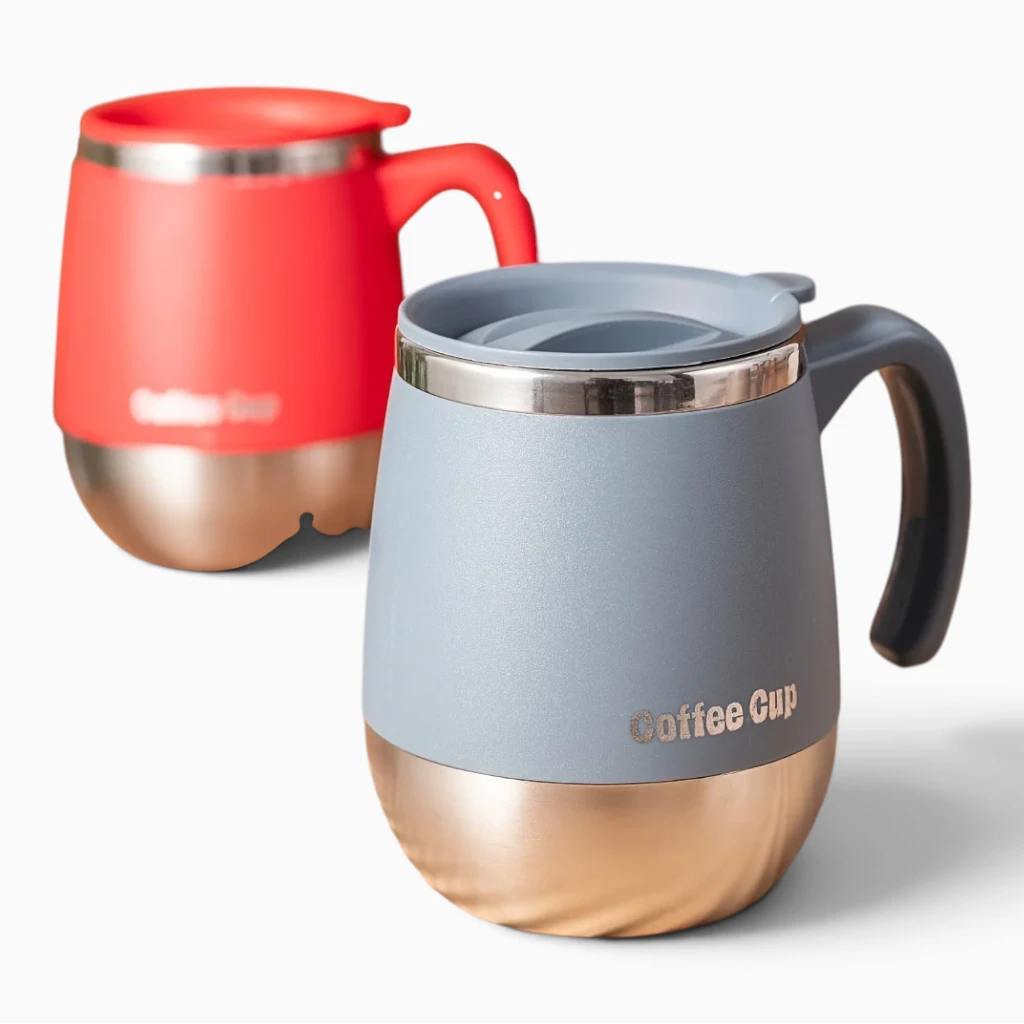 Détail de la paroi en acier inoxydable du thermos café isotherme, résistant aux chocs